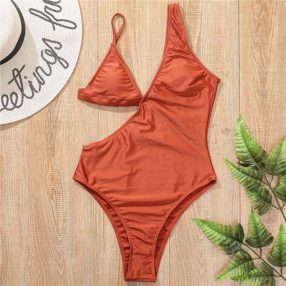 Asymmetric Push Up  One Shoulder Monokini