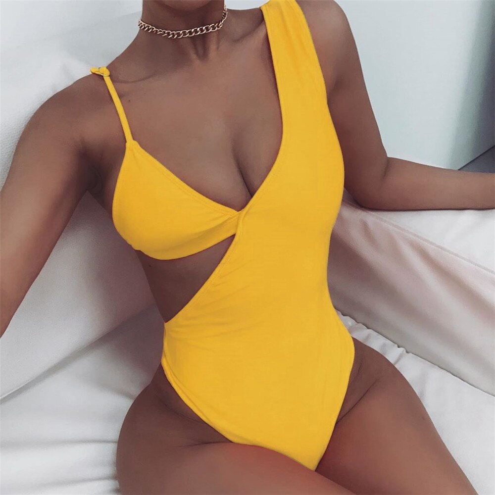 Asymmetric Push Up  One Shoulder Monokini