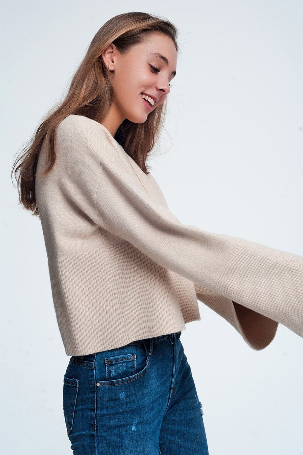 Beige Sweater With Long Sleeves