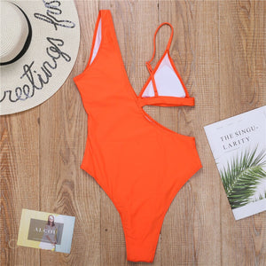 Asymmetric Push Up  One Shoulder Monokini