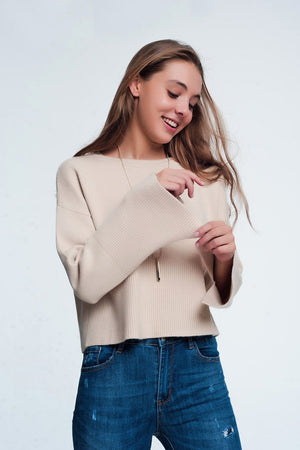 Beige Sweater With Long Sleeves