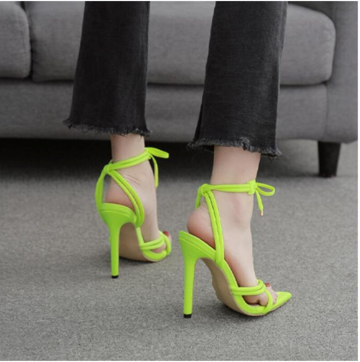 Cross Tied Lace Up Peep Toe Pump