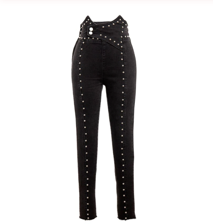 Studded High Waist Pants