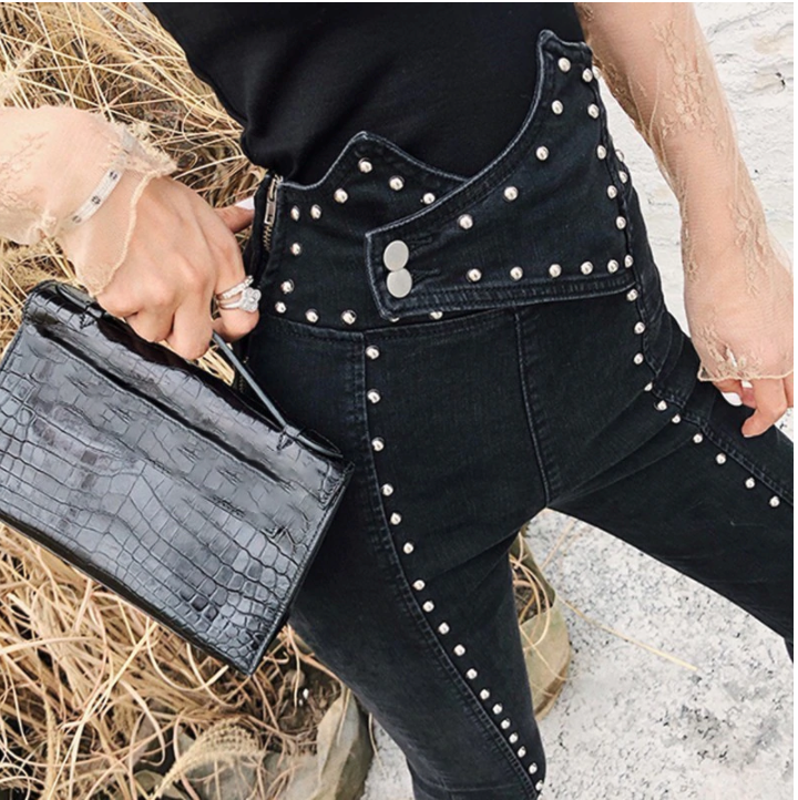 Studded High Waist Pants