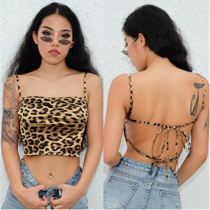 Leopard Backless Crop Top Cami