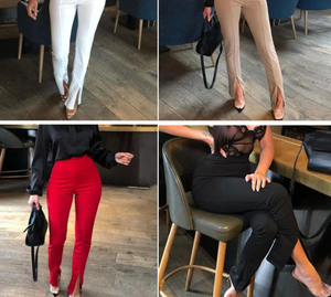 High waist ankle slit pants