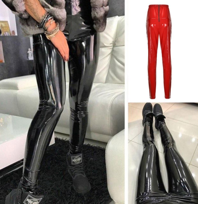 High Waisted Leather Pencil Pants