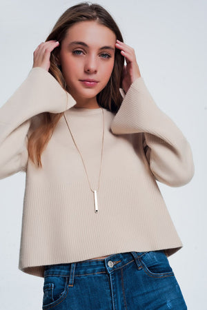 Beige Sweater With Long Sleeves