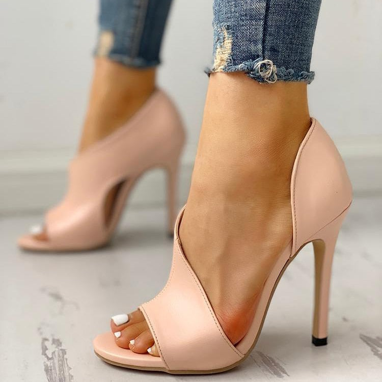 Madison Ave stiletto peep to heels