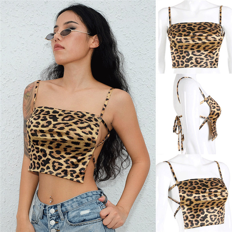 Leopard Backless Crop Top Cami