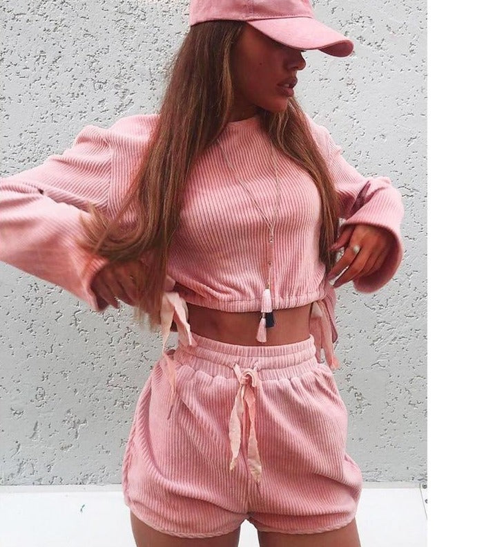 Corduroy Pink Two Piece Set