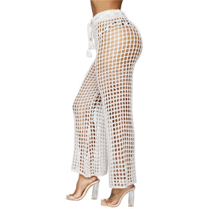 Flare Knitted Hollow Out Fishnet Wide Leg Pant's