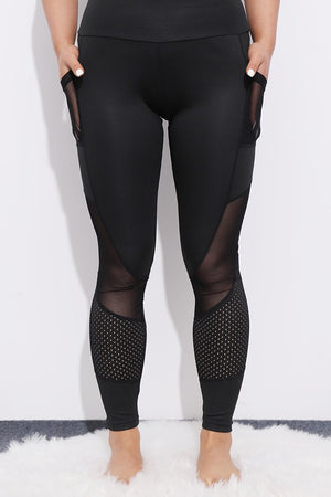 Mesh Insert Patchwork Push up Leggings