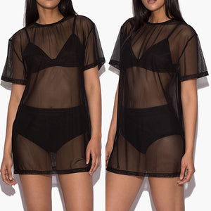 Sheer Mesh Crew Neck Shirt