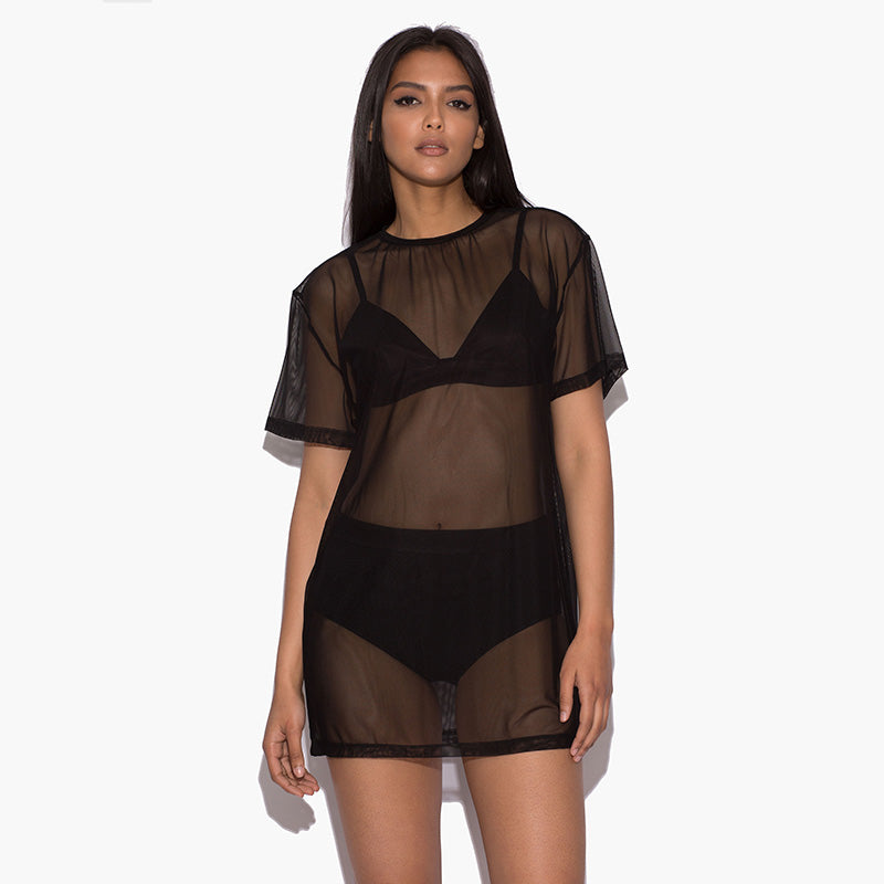 Sheer Mesh Crew Neck Shirt