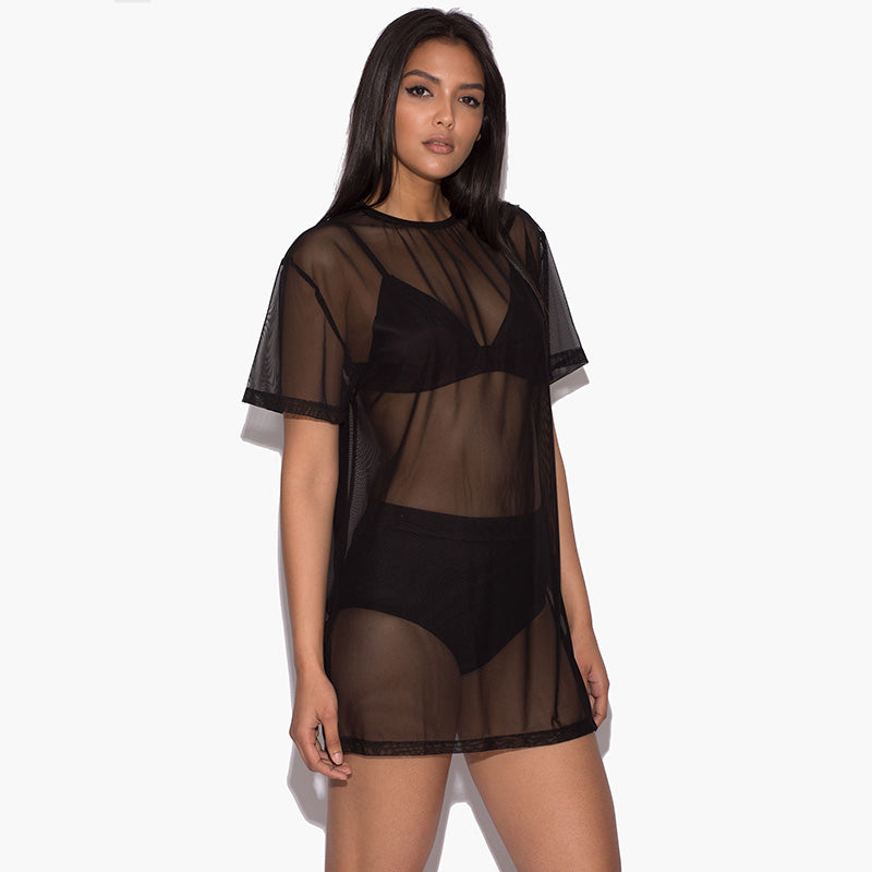 Sheer Mesh Crew Neck Shirt