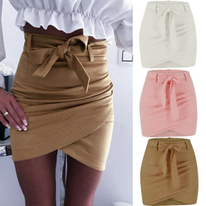 High Waist Bow Tie up Pencil Skirt