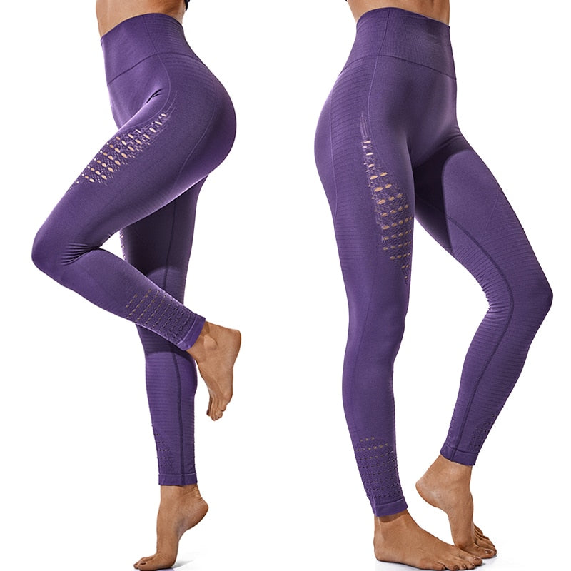 Mesh Insert Tummy Control Compression Yoga Pants