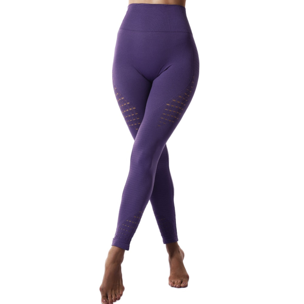 Mesh Insert Tummy Control Compression Yoga Pants