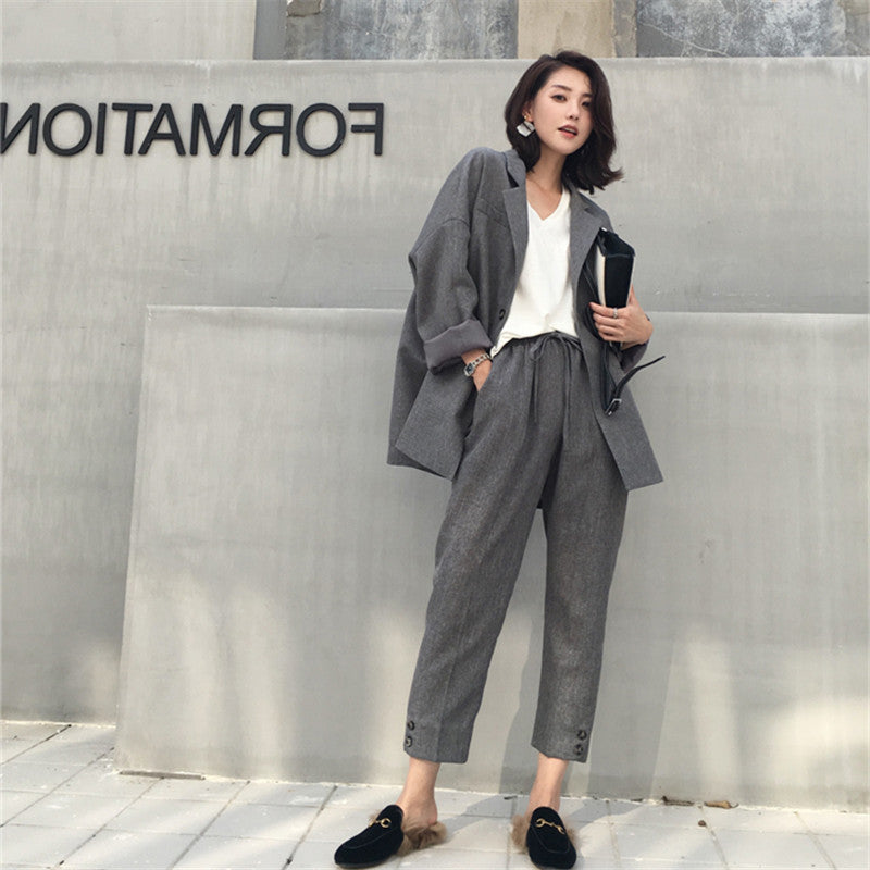 long-sleeved two-piece oversized Suit