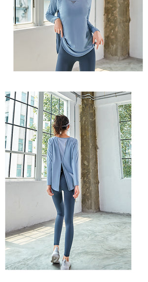 Slit back Mesh Insert Long Sleeve T-Shirt