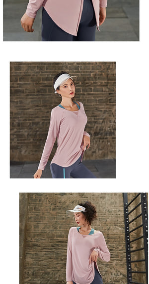 Slit back Mesh Insert Long Sleeve T-Shirt