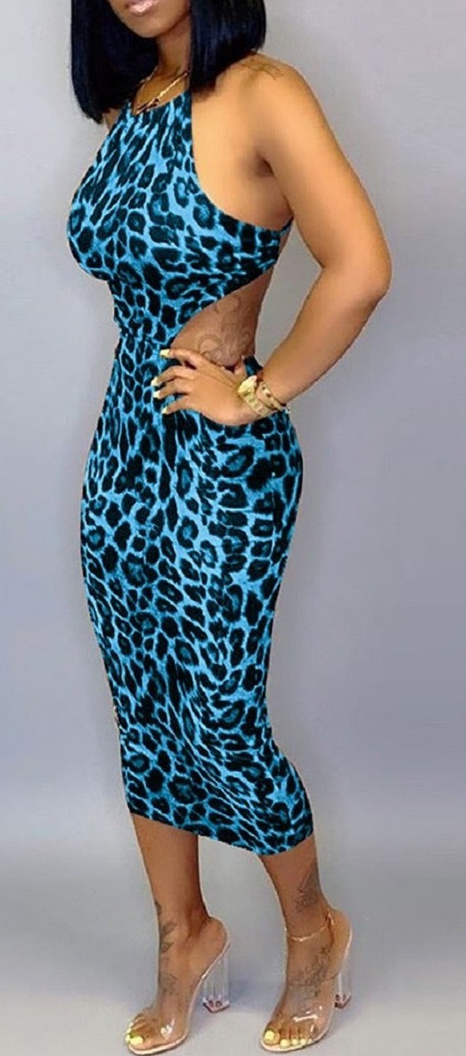 leopard Print Backless Dress