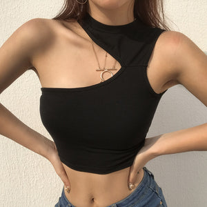 Sleeveless Crop One Shoulder vest