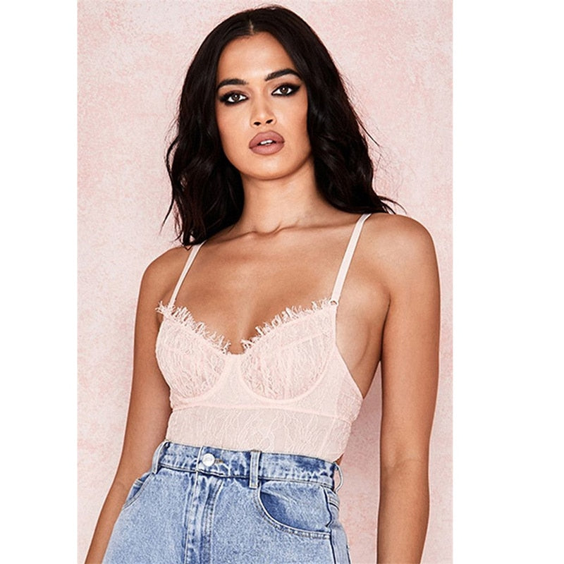 Lace Frill  Backless  Bodysuits