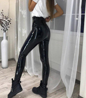 High Waisted Leather Pencil Pants