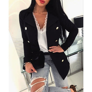 Long Sleeve Gold Button Blazer