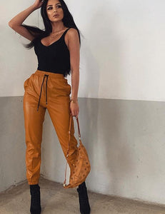 High Waist Leather Jogger's