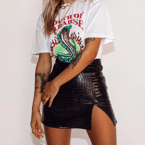 Faux Alligator Mini Skirt