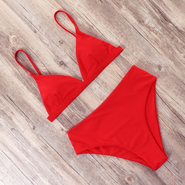 Neon High Waisted Push Up Bikini Set