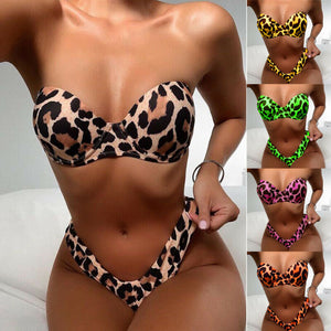 Leopard Print Two Piece Bikini Set