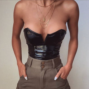 Leather Strapless Bodysuit