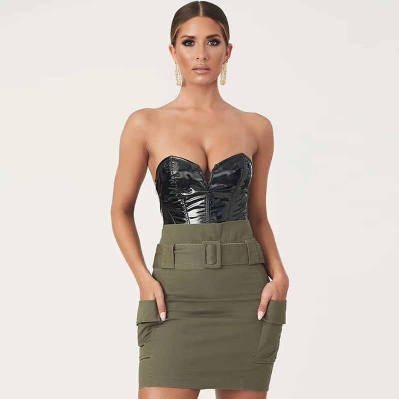 Leather Strapless Bodysuit