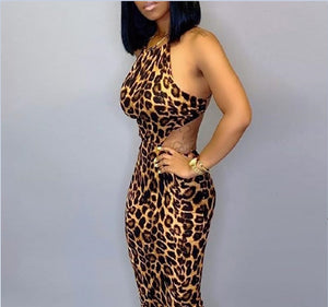 leopard Print Backless Dress