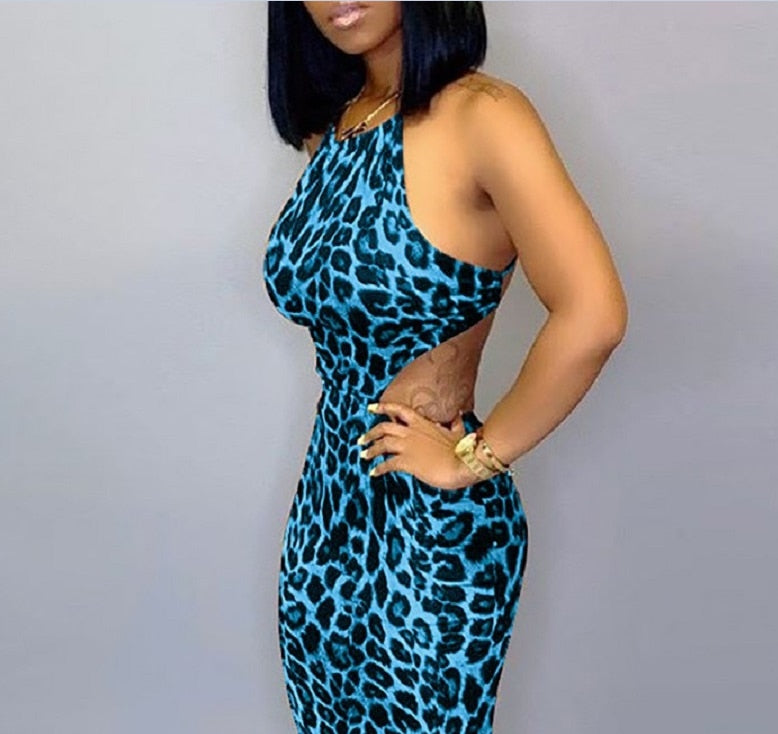 leopard Print Backless Dress