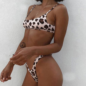 Two Piece Leopard Printed Bikini Set