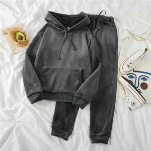 Faux Suede Hoodie and Jogger Set