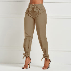 High Waist Sash Bow Trousers