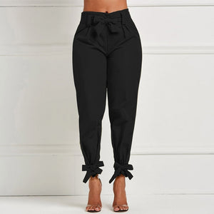 High Waist Sash Bow Trousers