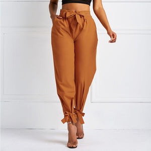 High Waist Sash Bow Trousers