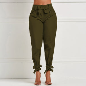 High Waist Sash Bow Trousers