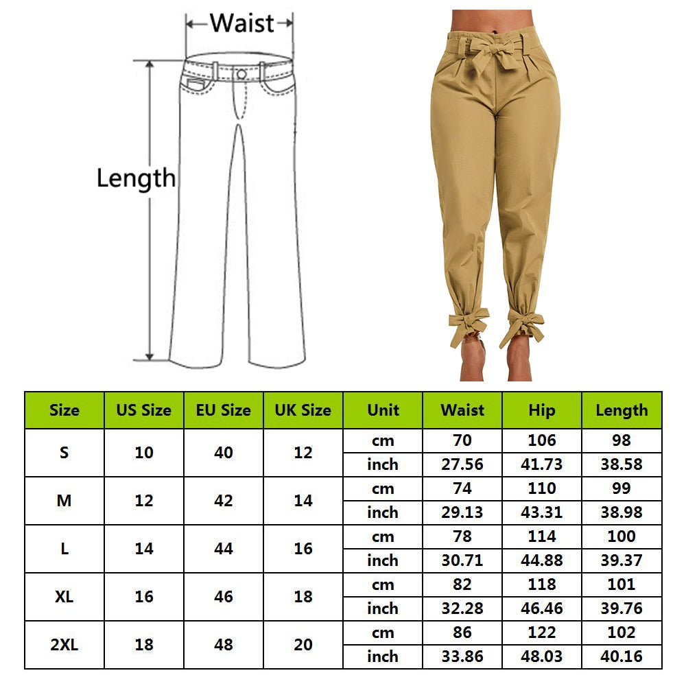 High Waist Sash Bow Trousers