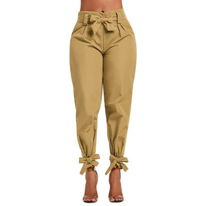 High Waist Sash Bow Trousers