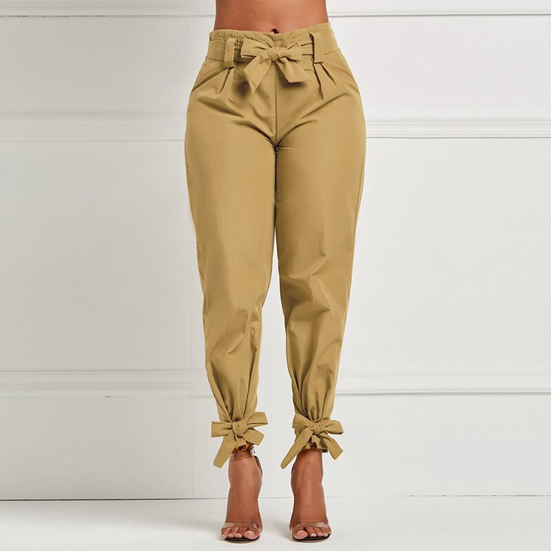 High Waist Sash Bow Trousers