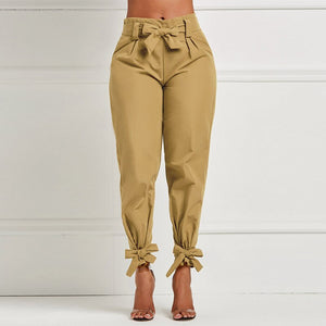 High Waist Sash Bow Trousers