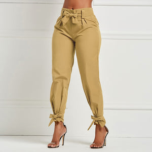 High Waist Sash Bow Trousers